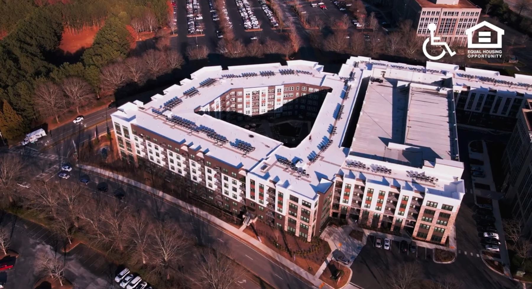 an aerial view of a neighborhood